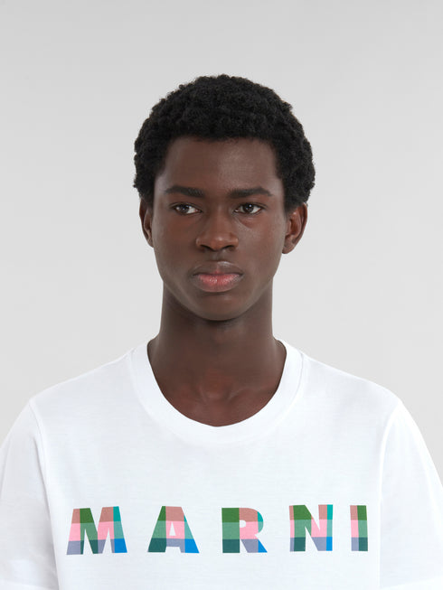 MARNI T-Shirt With Gingham Marni Logo Mens Apparel